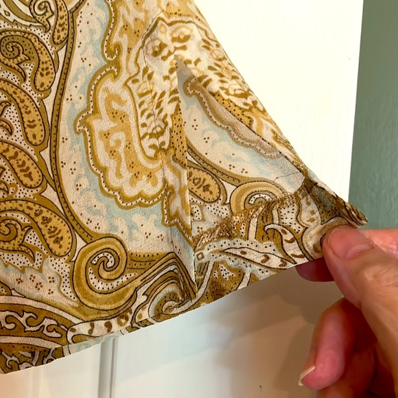 Banana Republic Silk boho print top, cream, blue and brown - Picture 2 of 6